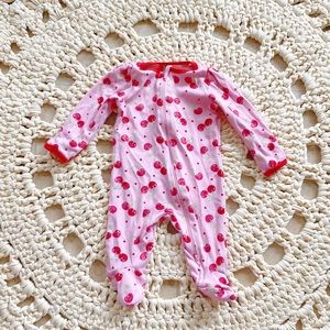 Wonder Nations Cherry Heart Pink Zip Up Sleeper Footed Onsie Size 0-3 Months